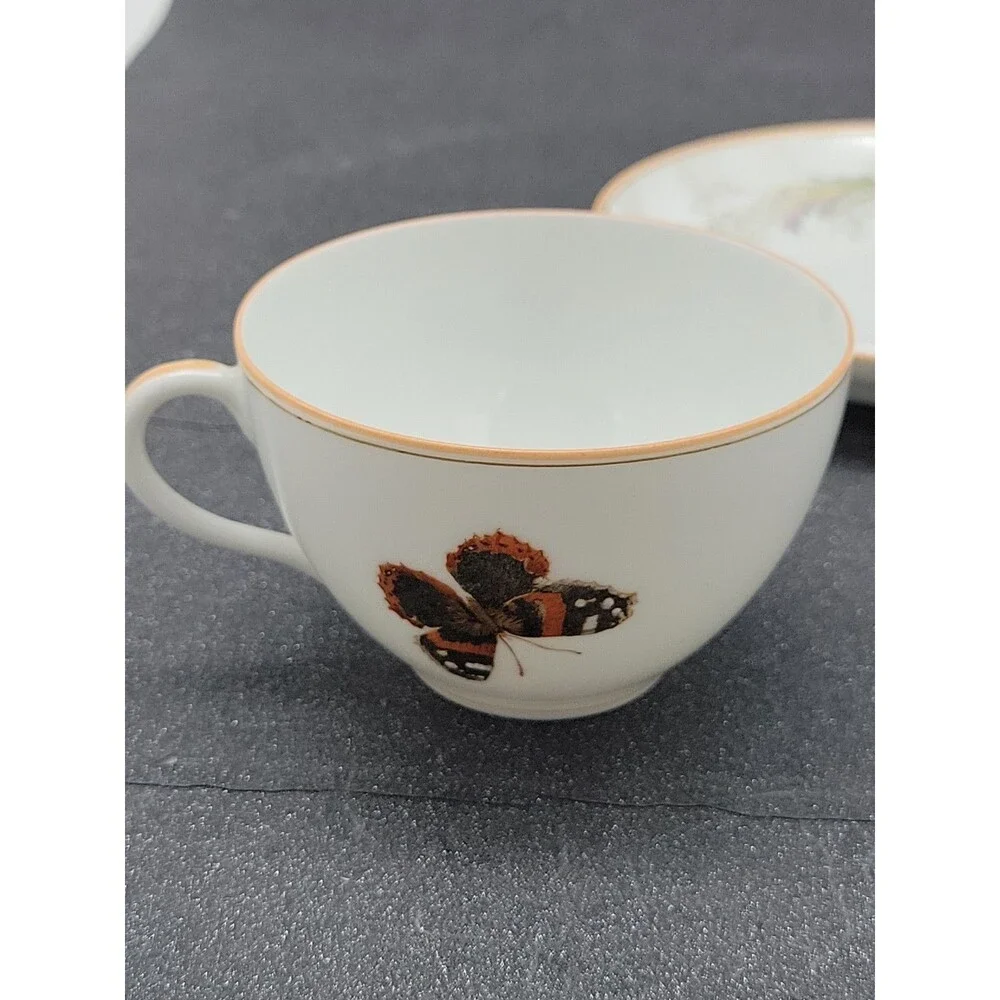 READ 2 ? Haviland Limoges ? Meadow Visitors Cup/Saucer Butterflies/Grasses